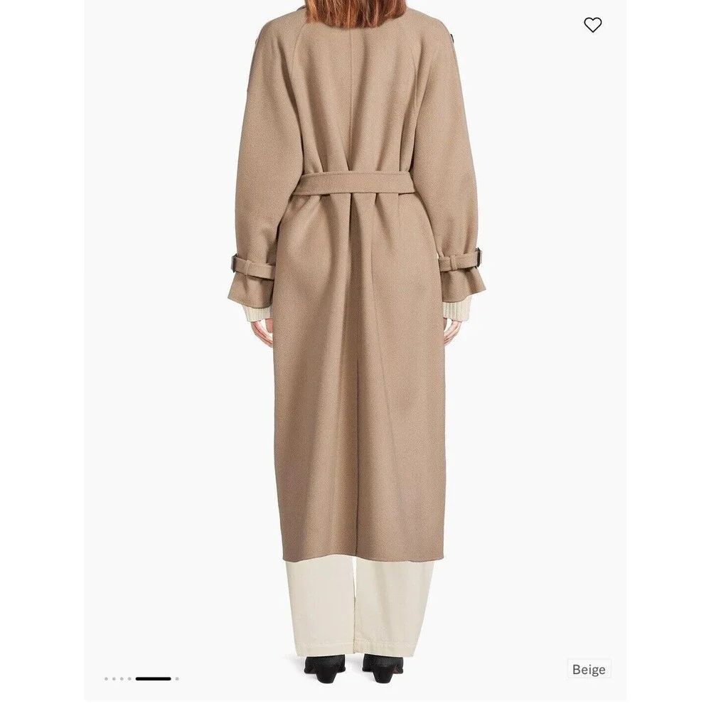 Weekend Max Mara Natale Wool Belted Trench Coat Color Beige US Size 8 New $1225
